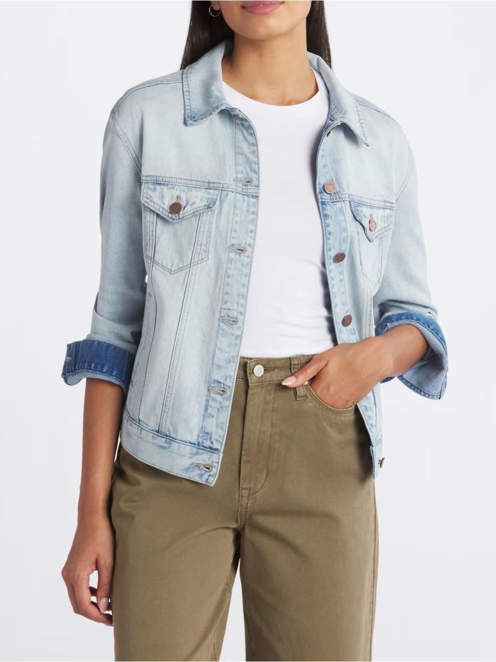 MARKET & SPRUCE Marina Relaxed Trucker Jacket - light wash denim